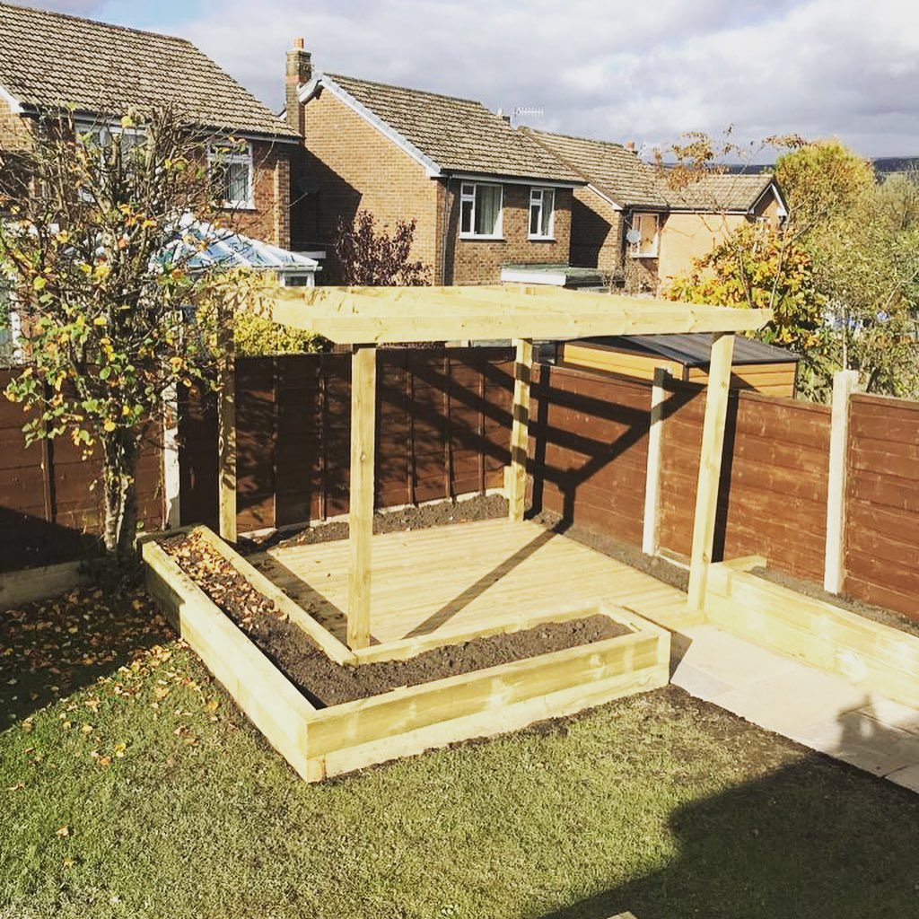 Pergola, Deck and Raised Beds