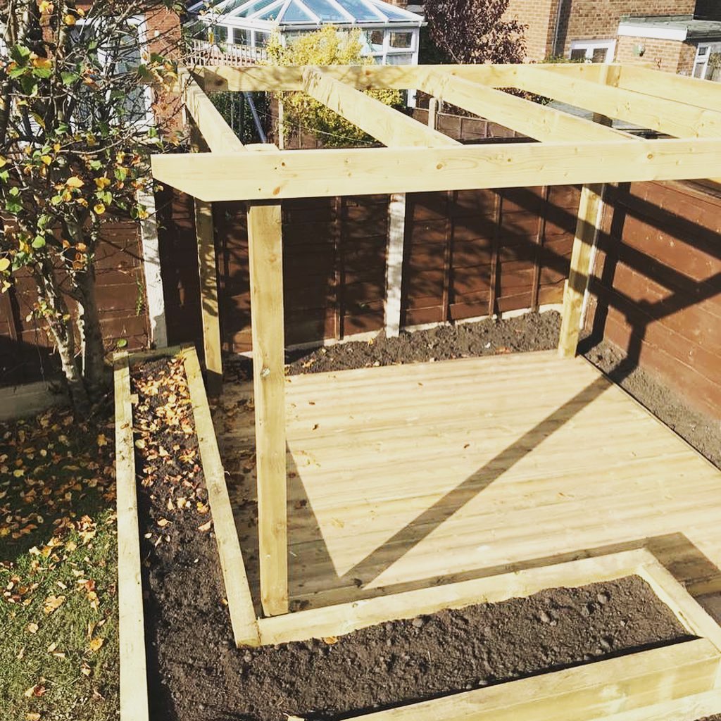 Pergola, Deck and Raised Beds