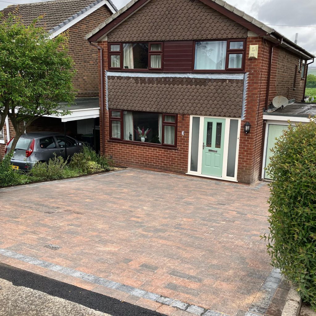 Completed block-paved driveway at a family home