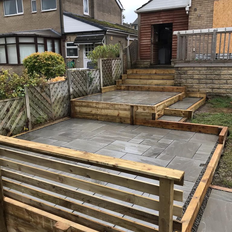 Multi-level Indian Stone Patios