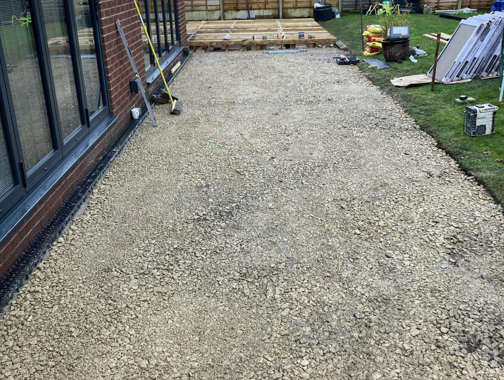 Large Composite Deck and Porcelain Patio