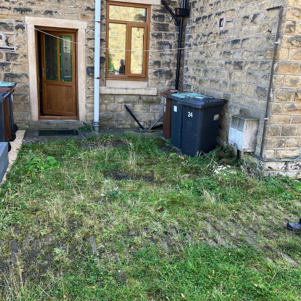 Indian Stone Patio and Artificial Lawn in Glossop