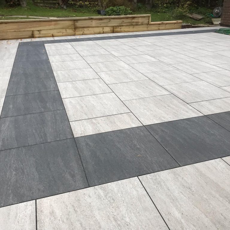Porcelain Patio with Dark Border