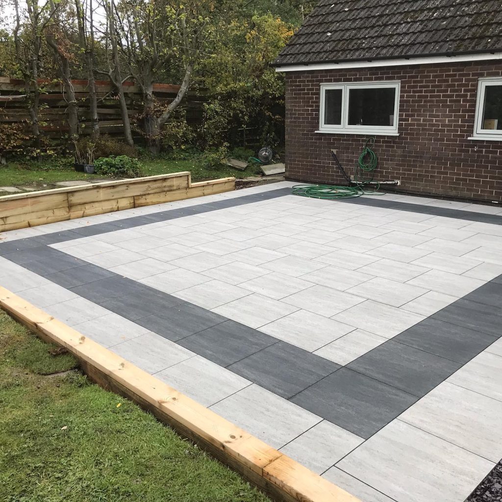 Porcelain Patio with Dark Border